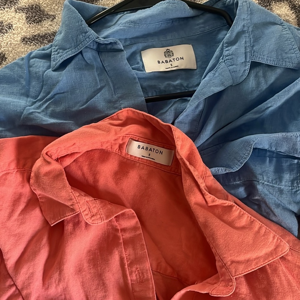 Aritzia Babaton linen blend button up bundle of 2. Size small.